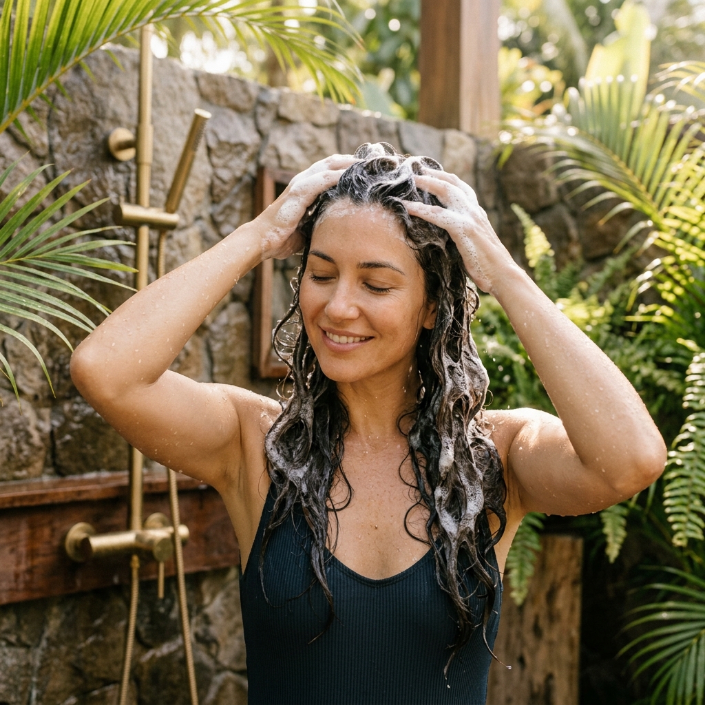 Rich creamy coconut lather hair wash ritual